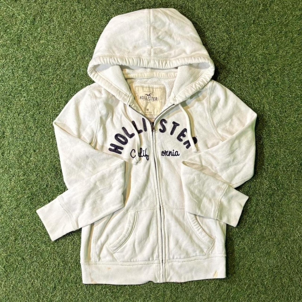 Hollister Co. Women's White and Cream Hoodie